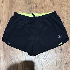 New Balance Black and Neon Yellow Athletic Shorts